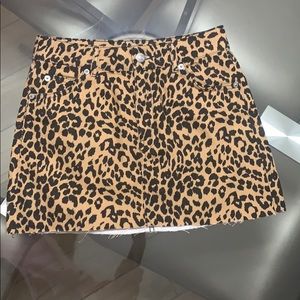 Leopard print jean skirt